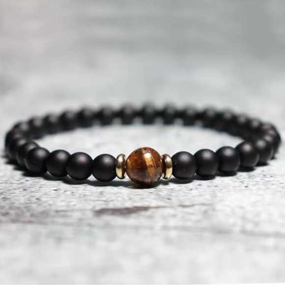 2Pcs Men Bracelet Set Natural Tiger eye Beads Stone Bracelet - Picture 5 of 5